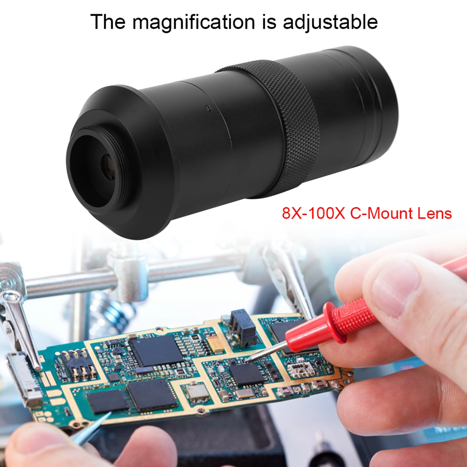

C-Mount Lens CCD Industrial Microscope Camera 8X-100X C-Mount Lens 25mm Zoom Adjustable Magnification Camera Magnifying Lens