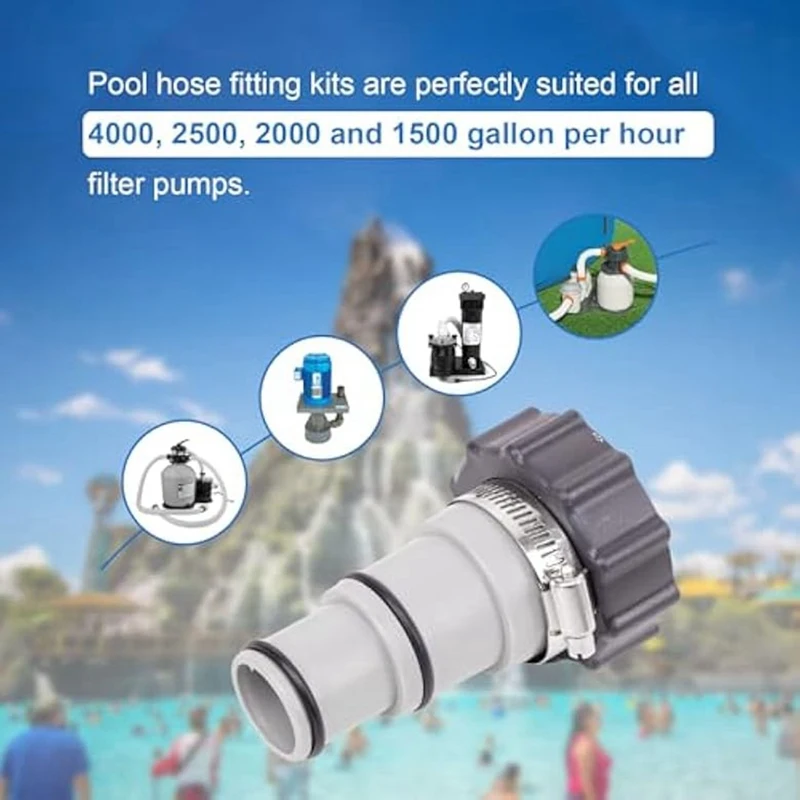Adaptador de manguera de piscina, Conector de manguera de piscina tipo A para adaptadores de manguera de vacío de 1,5/1,25 pulgadas, conexión roscada, paquete de 4