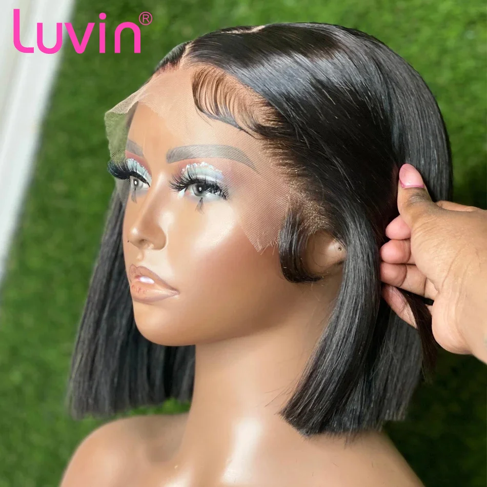 Luvin Transparent HD 13x6 Straight Lace Frontal Bob Wig Pre Plucked 13x4 Human Hair Wigs Short 5x5 Bob Glueless Wig For Women