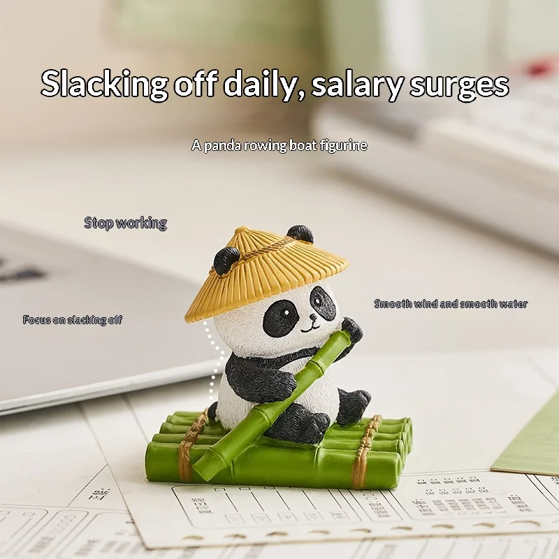 Zen-style Panda Fishing Resin Handicrafts Cute Office Desk & Car Decorations Promotional Gifts Desktop Ornaments