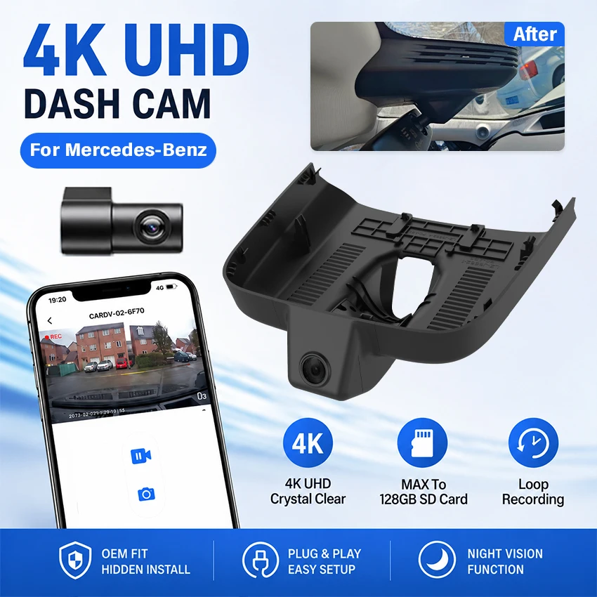 New! OEM Fit Car DVR Dash Cam Plug and Play WiFi 4K Parking Monitor for Mercedes‑Benz Smart #1 2022 2023 2024 2025 2026 Brabus