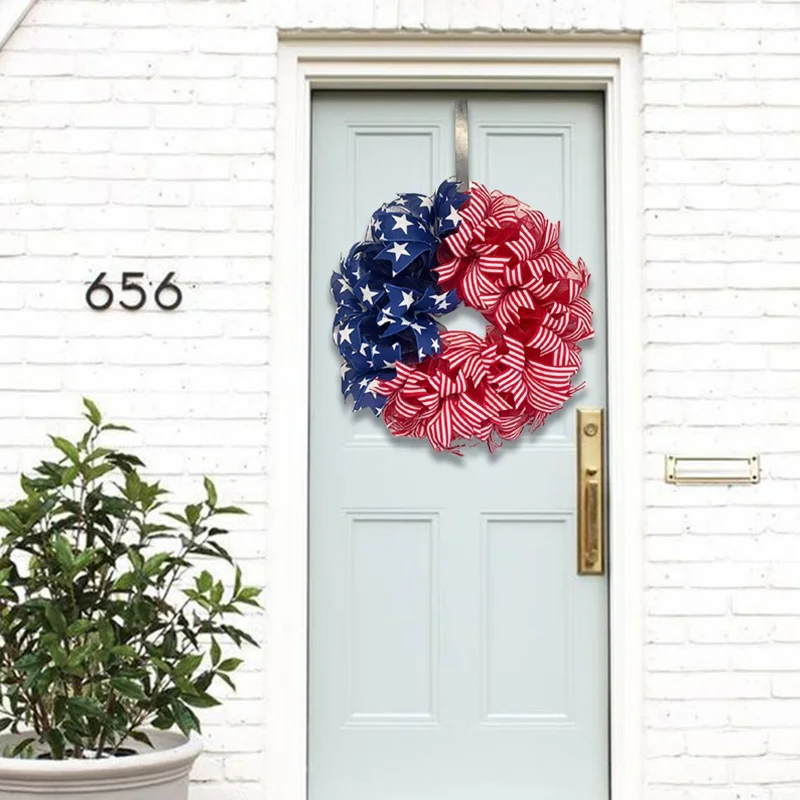 U.S. Independence Day Wreaths Garlands Wreath Door Hanging Home Fabric Decorations Holiday Window Props