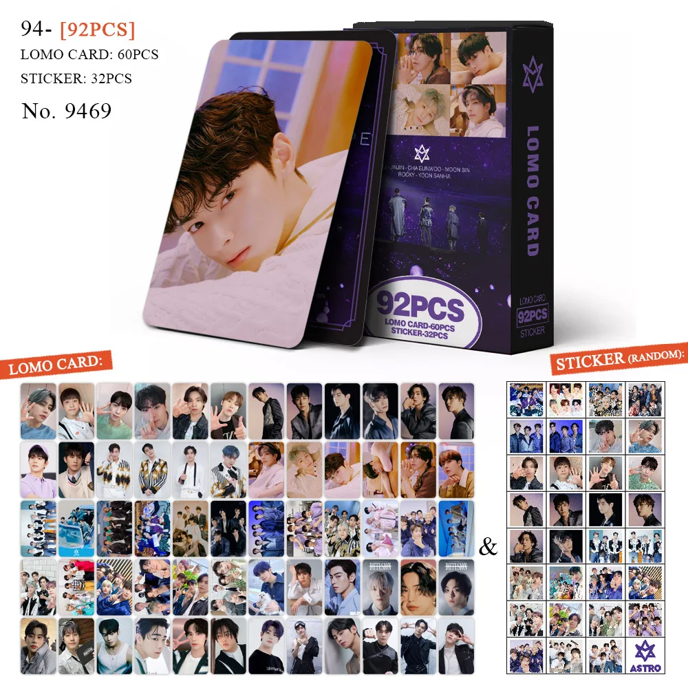 Tarjetas pequeñas KPOP 90 piezas ASTRO Cha EunWoo, tarjetas fotográficas, tarjetas LOMO conmemorativas coleccionables