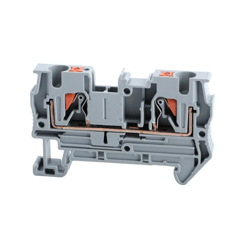 

10Pcs PT-4 DIN Rail Mount Terminal Block Connector, 4mm Pitch Spring Clamp Tool-Less Quick Connect For Electrical Wiring