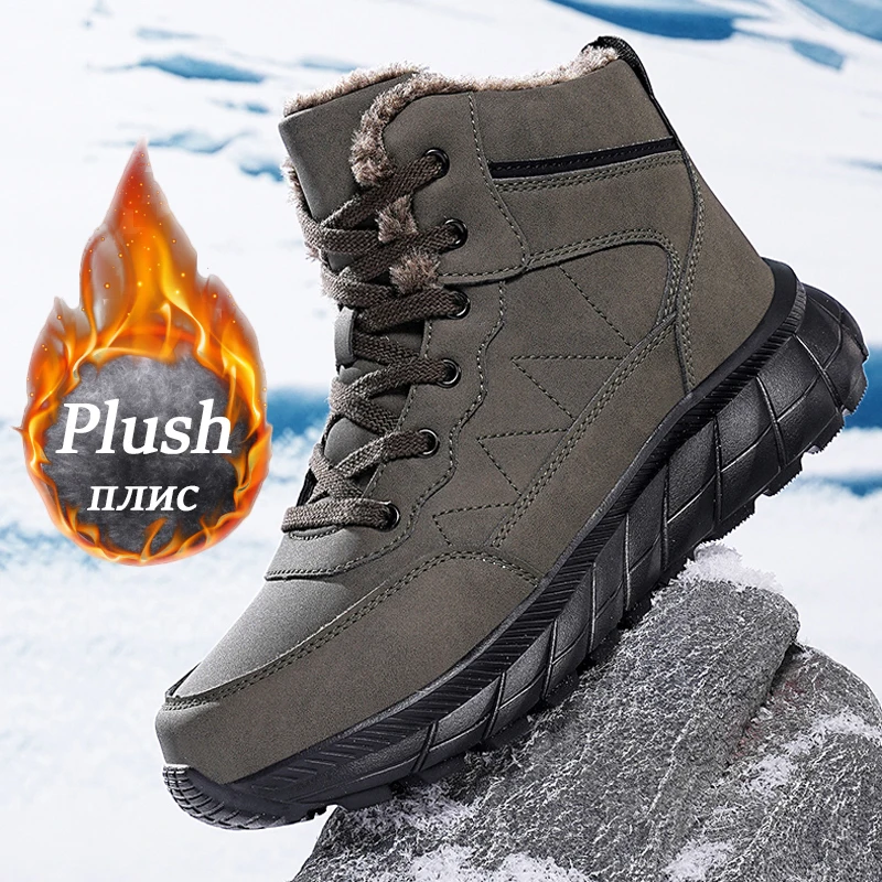 Winter Snow Boots Men's Shoes Leisure Outdoor Men Sneakers High Quality Non-slip Climbing Hiking Cotton Shoes Large Size39-48