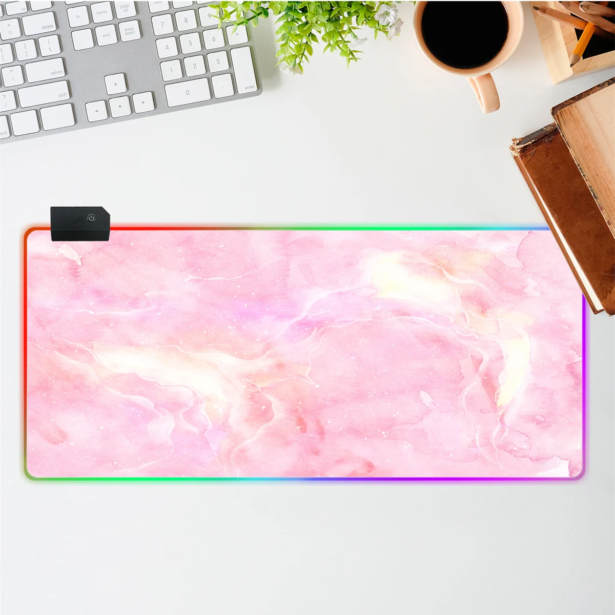 RGB Mouse Pad Marbling LED Large Gaming Mousepad Wireless Charging Desk Mat 40x90cm Non-Slip Keyboard Pad PC Computer Game Pad