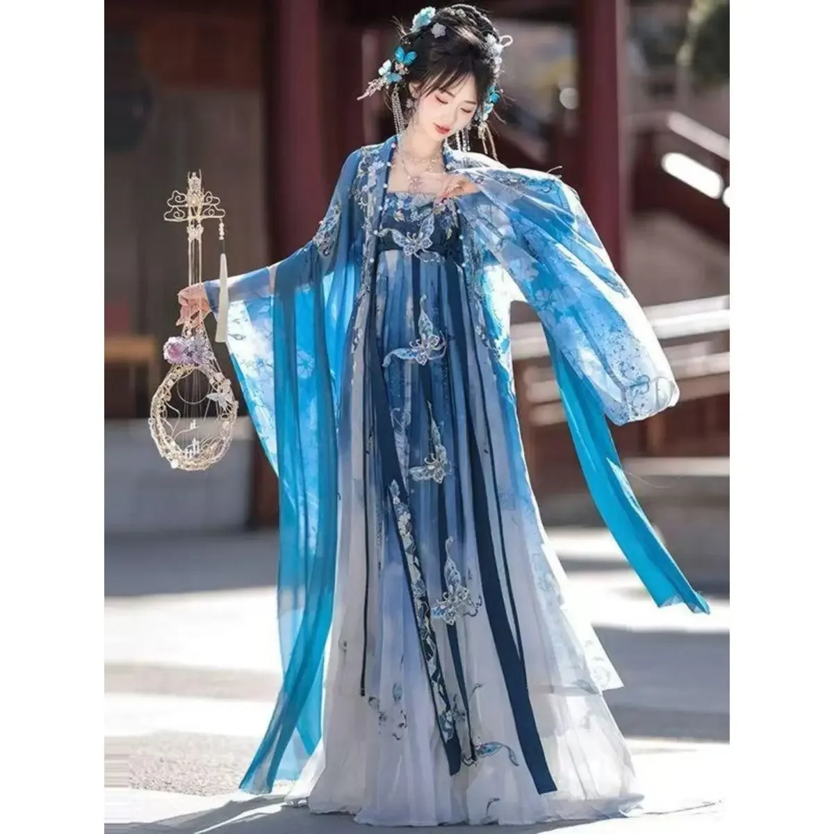 Heavy Industry Embroidery National Style Chest Tied Immortal Qi Hezi Folded Skirt Tang Dynasty Hanfu Dress