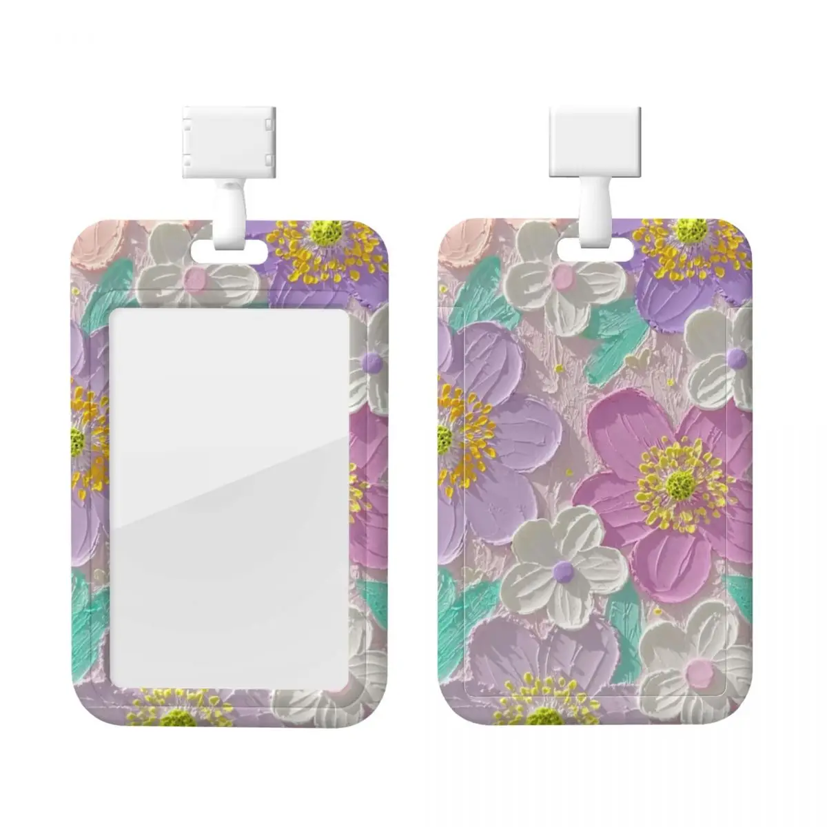 

Custom Oil Painting Flower Card Badge Holder Hospitals Card Holder Unisex Neck Lanyard Credit Card Holders Neck Strap