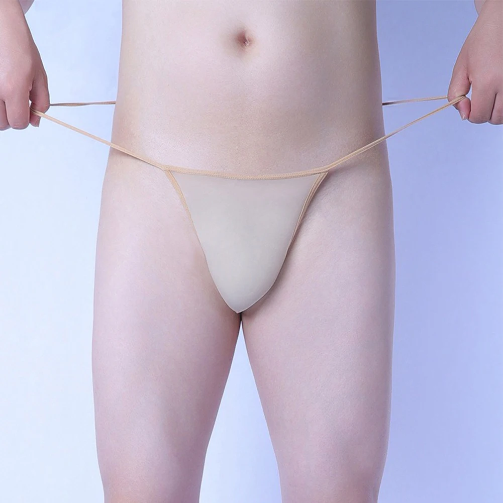 1 قطعة سيور الرجال شفافة مثير ملخصات ملابس داخلية بيكيني g-سلسلة الحقيبة سراويل السلس تنفس السروال
