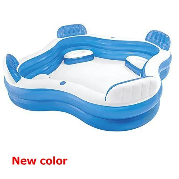 Intex 56475 Center Family Water Pool Built-in 4 Seats Inflatable Outdoor Swimming Pool