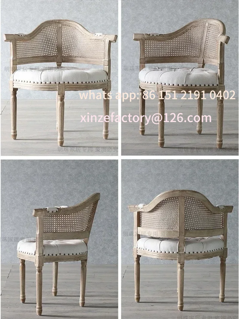 カスタマイズ可能なフランス風カントリーチェア、アメリカンライトラグジュアリーレトロスタイルのダイニングチェア、コーヒー