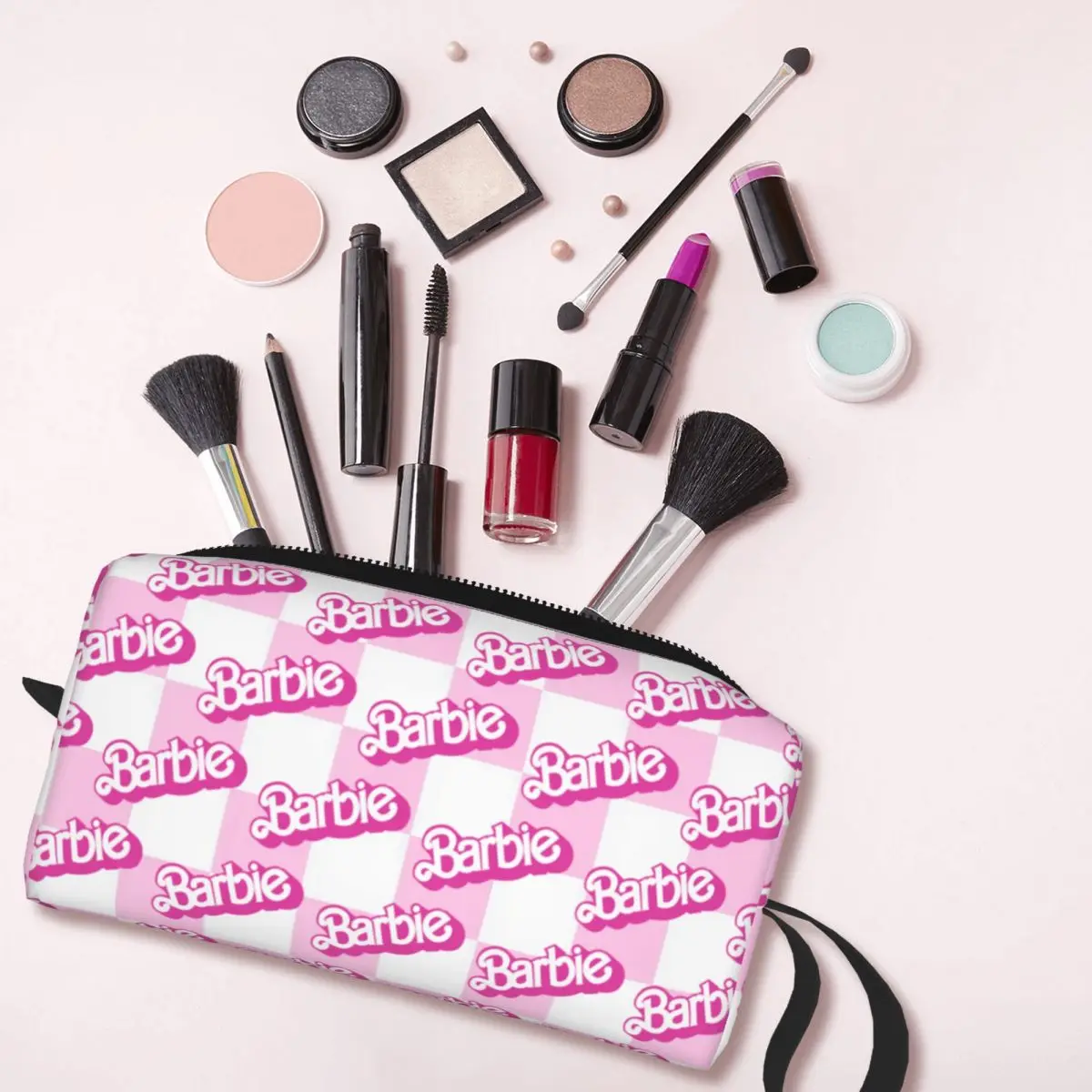 Custom Cute Barbie Logo Travel Toiletry Bag Women Disney Makeup Cosmetic Bag Beauty Storage Dopp Kit