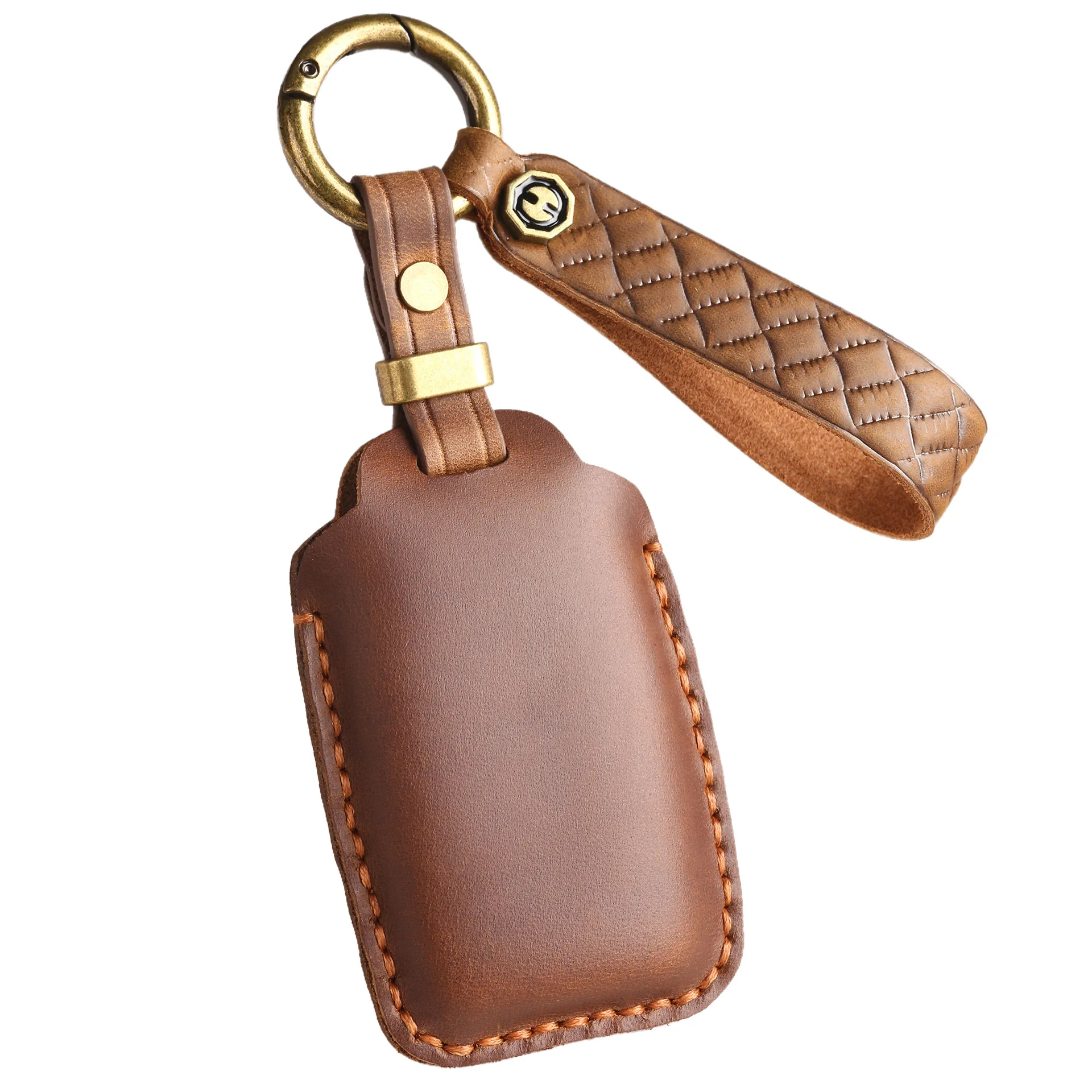 Genuine Leather Key Cover for Range Rover Evoque Discovery Jaguar XF Full Enclosed Anti Scratch Fob Protector w/ Metal Ring view 6