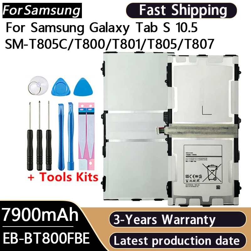Brand New BatteryTablet EB-BT800FBE EB-BT800FBU/FBC 7900mAh For Samsung Galaxy Tab S 10.5 SM-T805C/T800/T801/T805/T807+Tools