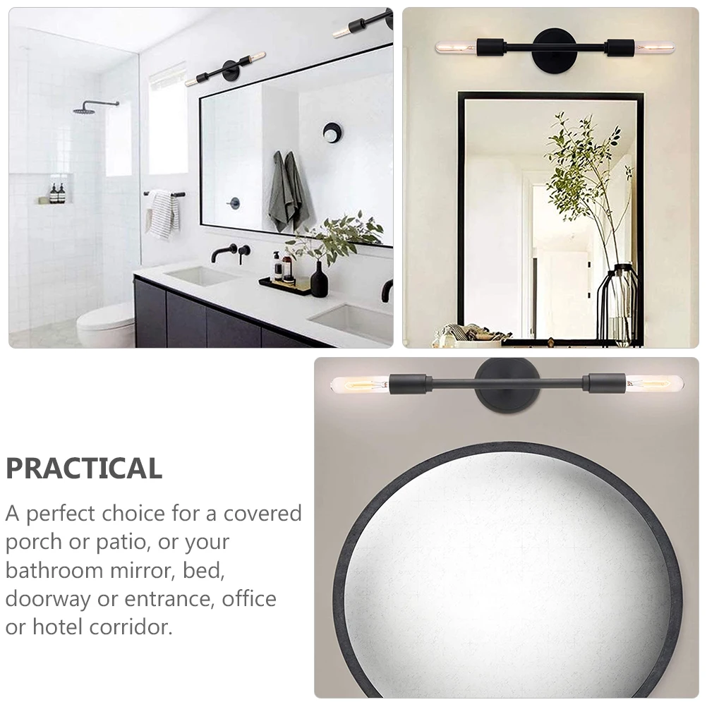 

Industrial Style 2-Light Black Wall Sconce Vanity Light Fixture Bathroom Bedroom Living Room Metal Wall Mount Lamp Indoor Modern