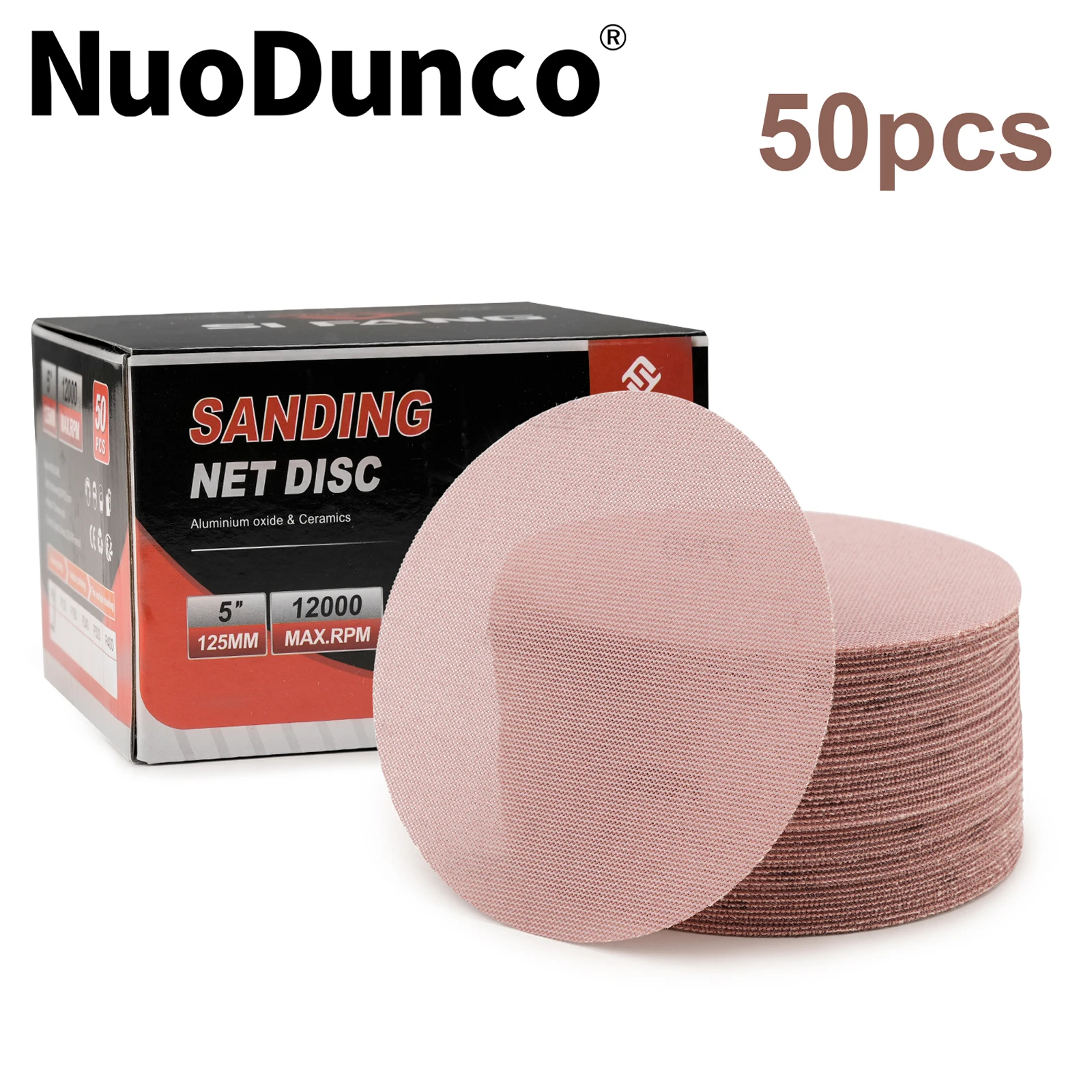 50pcs 5inch 125mm Mesh Sanding Discs Anti-Blocking Hook&Loop Sandpaper Abrasive 80-400 Grit for Wood Furniture Polishing