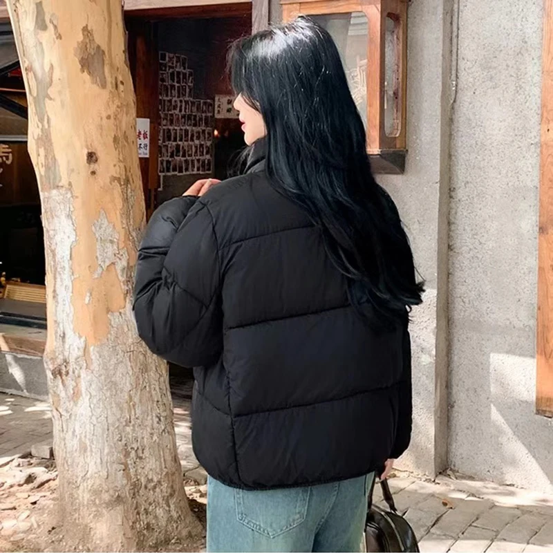 Schwarz Flauschigen Ernte Parkas Mäntel Frauen Koreanische Streetwear Winter Dicke Warme Einfache Kurze Mäntel Mode Alle Spiel Unten Jacke Neue