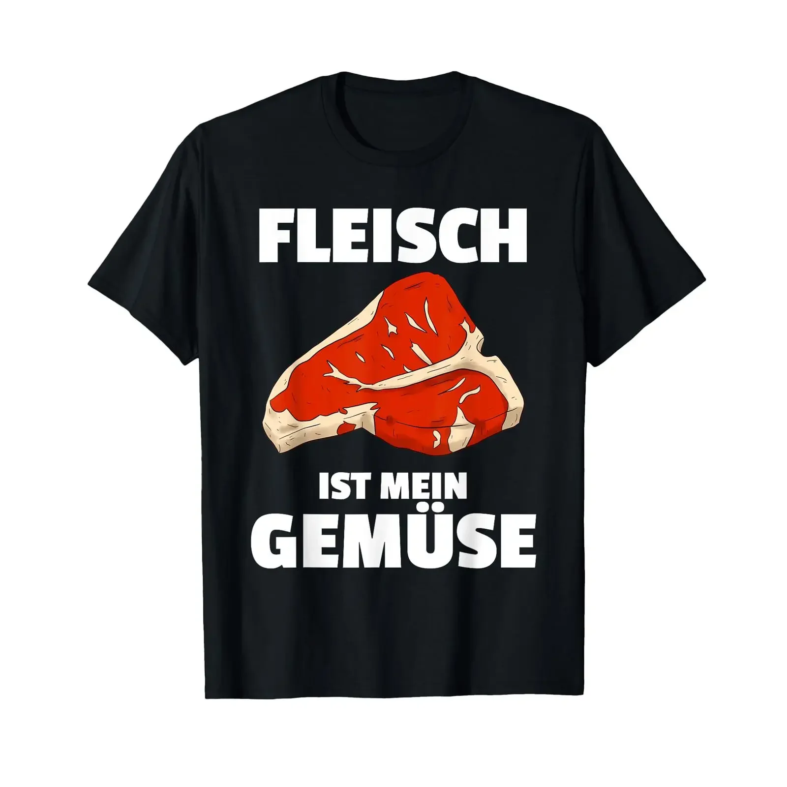 Fleischesser T Shirt with German Text Fleisch Ist Mein Gemüse vintage Washed Top For Everyday Wear Breathable streetwear