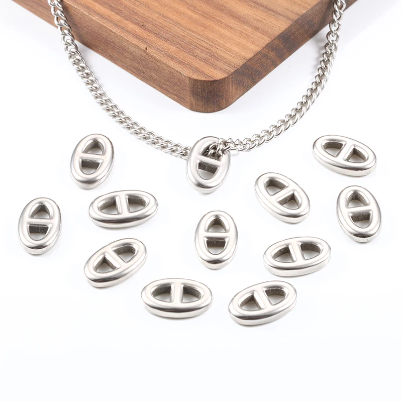 10Pcs Stainless Steel Oval Pendant For Jewelry Making Supplies DIY Man Women Necklace Bracelet Earring Connect Accessorie