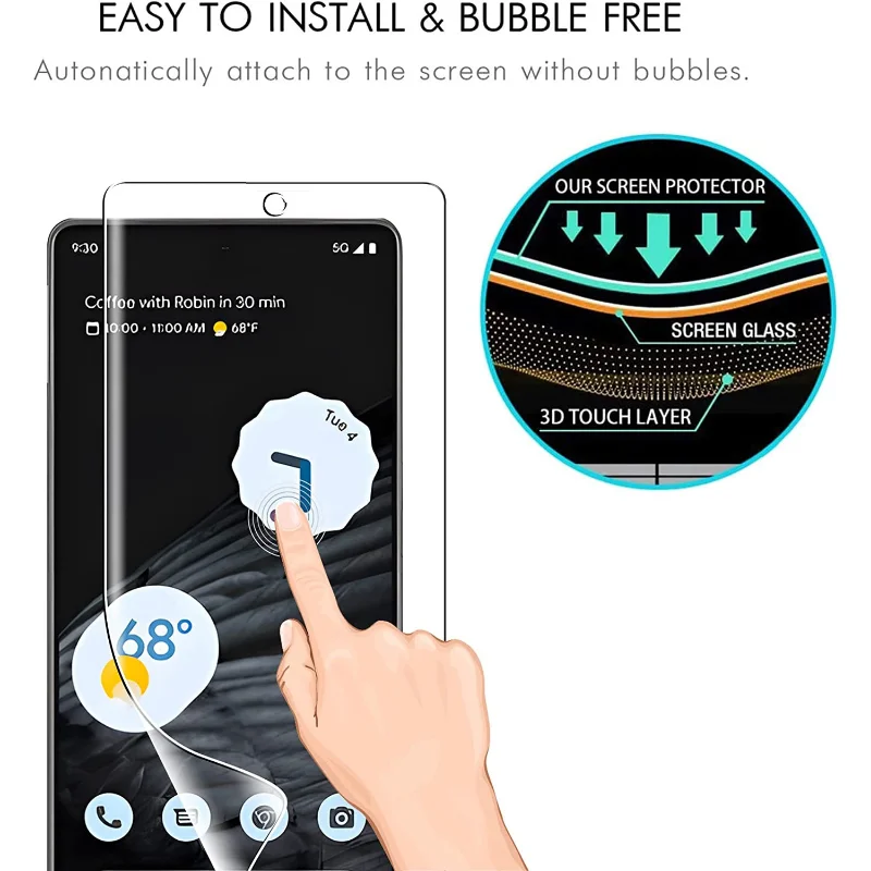 Filme Gel Anti Risco para Google Pixel 7 7 Pro, Protetor de Tela HD, Filme de Lente de Câmera