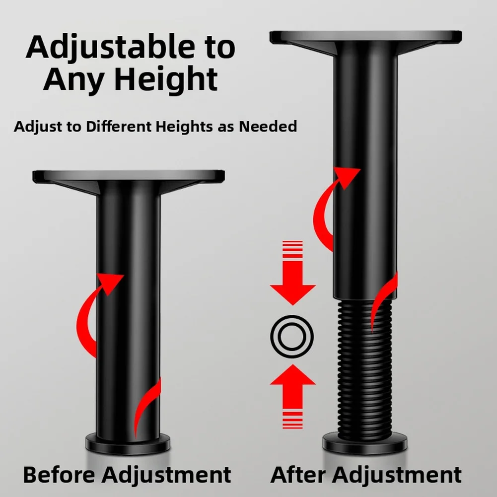 Telescopic Furniture Bracket Adjustable Height Support for Bed Frame Beam Fixer Black 22cm to 40cm Steel Plastic