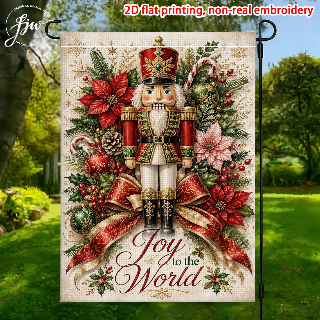 1pcs Christmas Garden Flags Vintage Holiday Yard Flags with Nutcracker Cardinal Dog Xmas Decor for Outdoor Patio Lawn