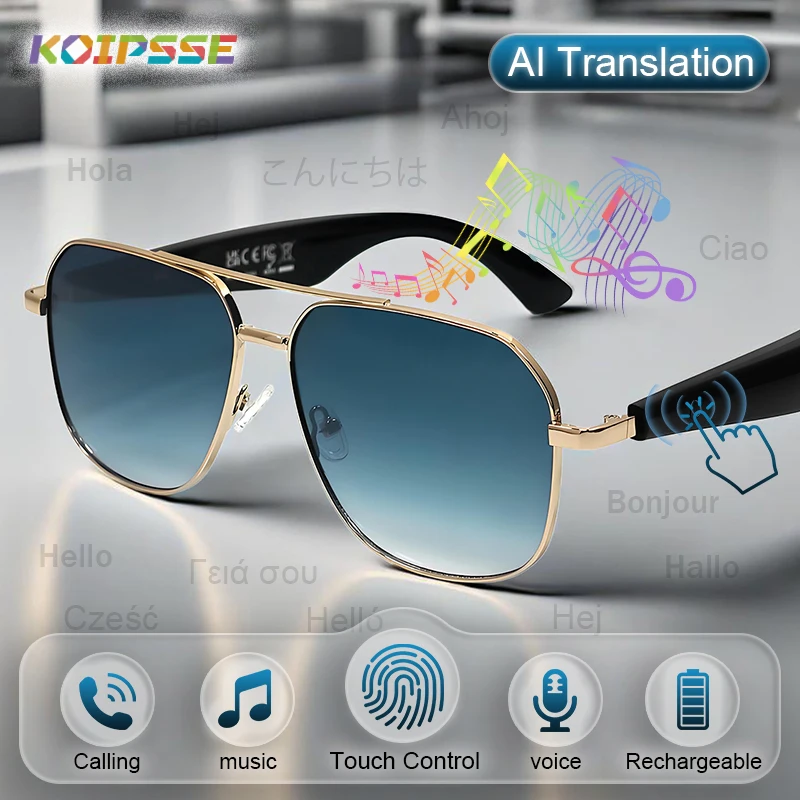

KOIPSSE intelligent AI translation glasses voice conversation Q&A wireless calling and music playback multi scenario application