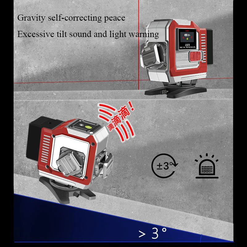 16/12/8 خطوط 4D مستوى خط الليزر الأحمر 360 درجة التسوية الذاتية الأفقي والرأسي أدوات مستوى الليزر الأحمر القوي للغاية