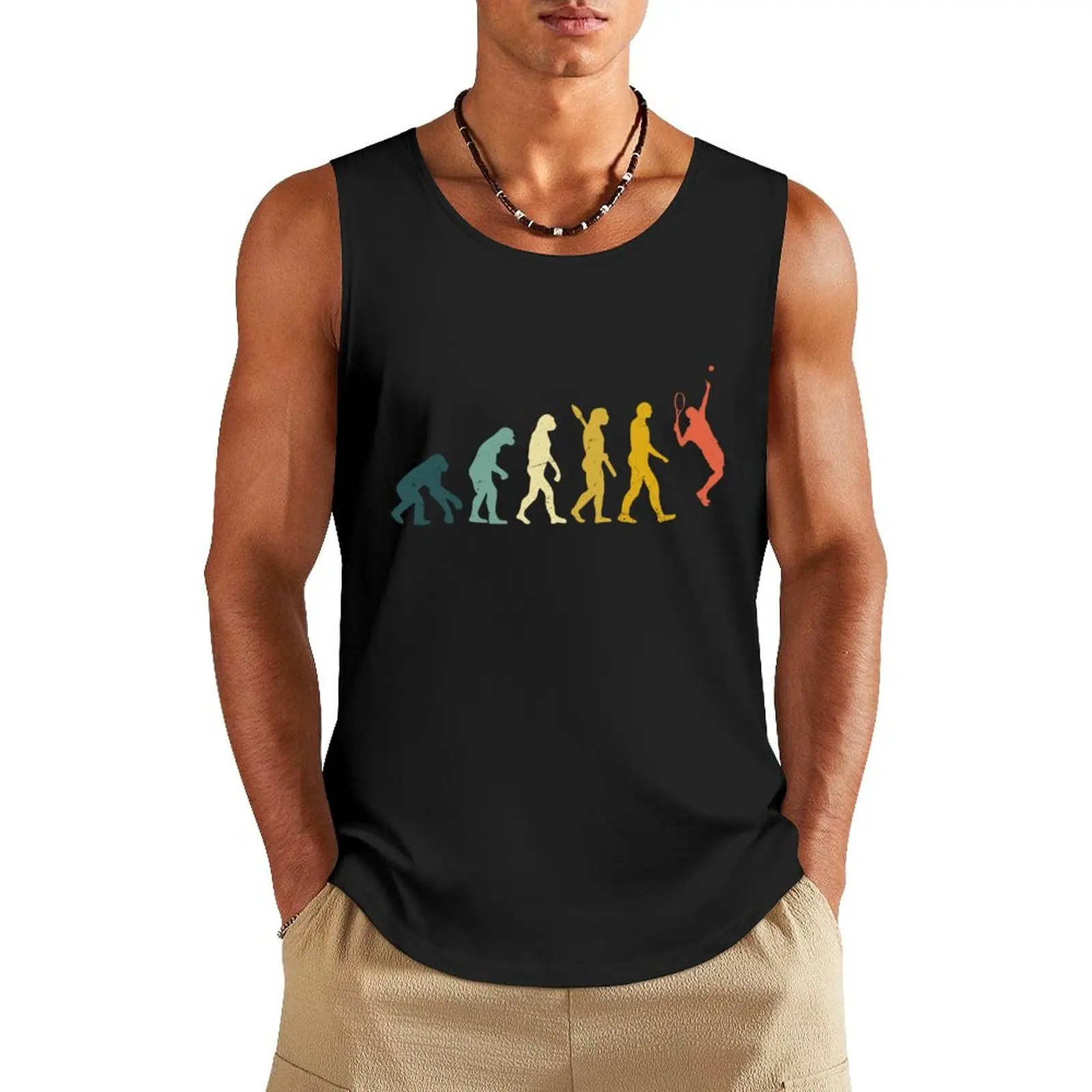 

Tennis Funny Evolution of Man Tank Top sleeveless tshirts for men muscle t-shirt
