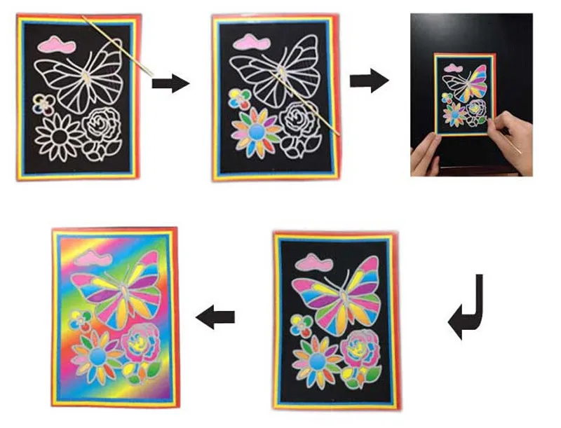 10 pz/1 pz Magic Scratch Art Doodle Pad Sand Painting Cards apprendimento educativo precoce disegno creativo giocattoli per i bambini