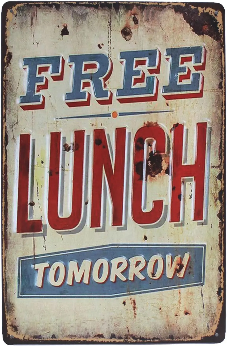 ARTCLUB Free Lunch Tomorrow Metal Tin Sign, Vintage Plaque Poster Restaurant Bar Kitchen Home Wall Decor,