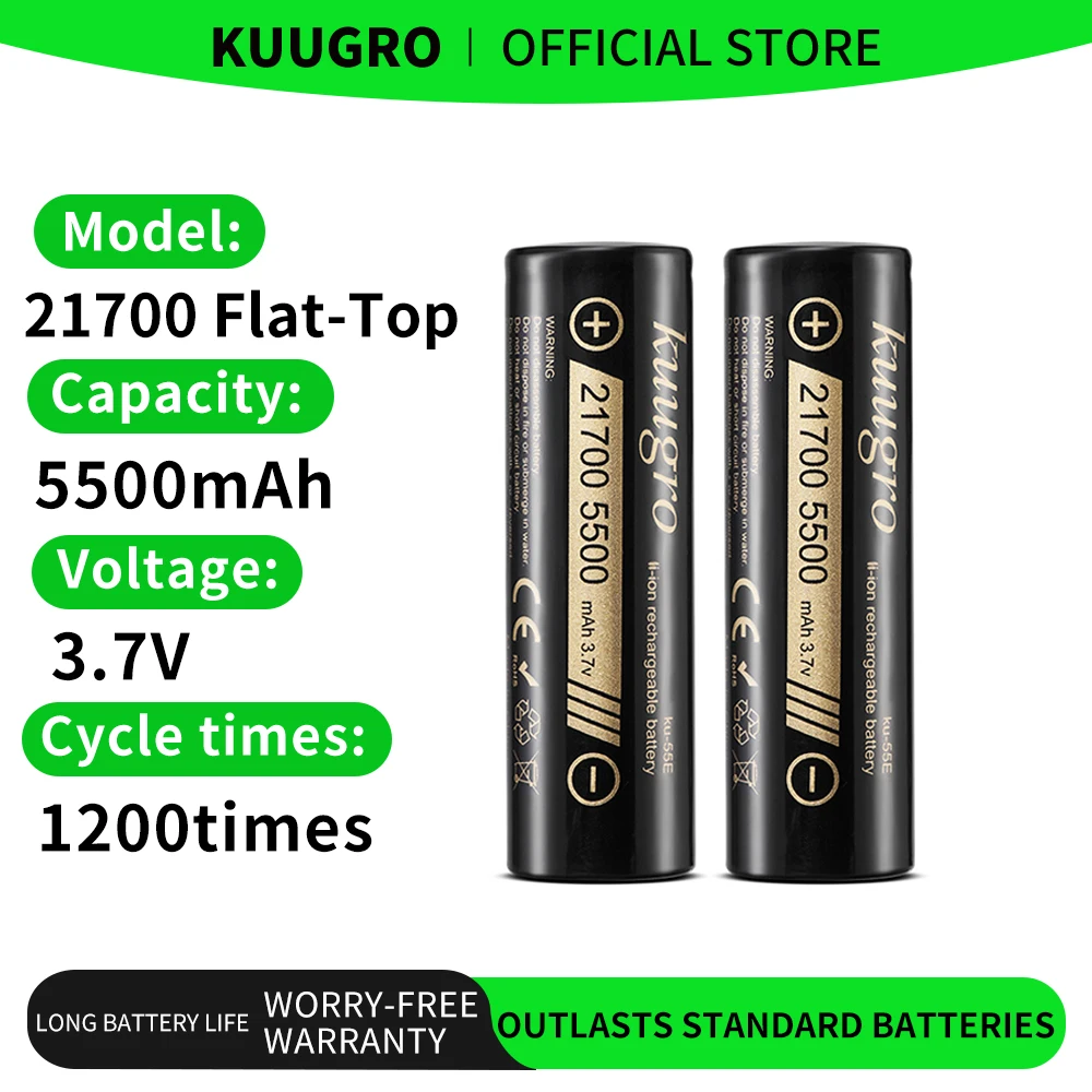 Kuugro ku-55E 21700 5500mAh 3.7V batterie au lithium Rechargeable 2C décharge batteries haute puissance pour appareils haute puissance
