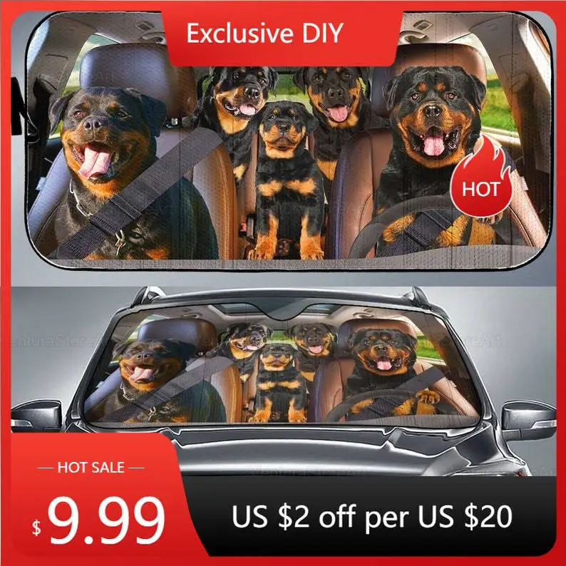 

Rottweiler Car Sunshade, Rottweiler Car Decoration, Rottweiler Lover, Dog Car Sunshade, Gift For Her, Gift For Dad LNG202204G10