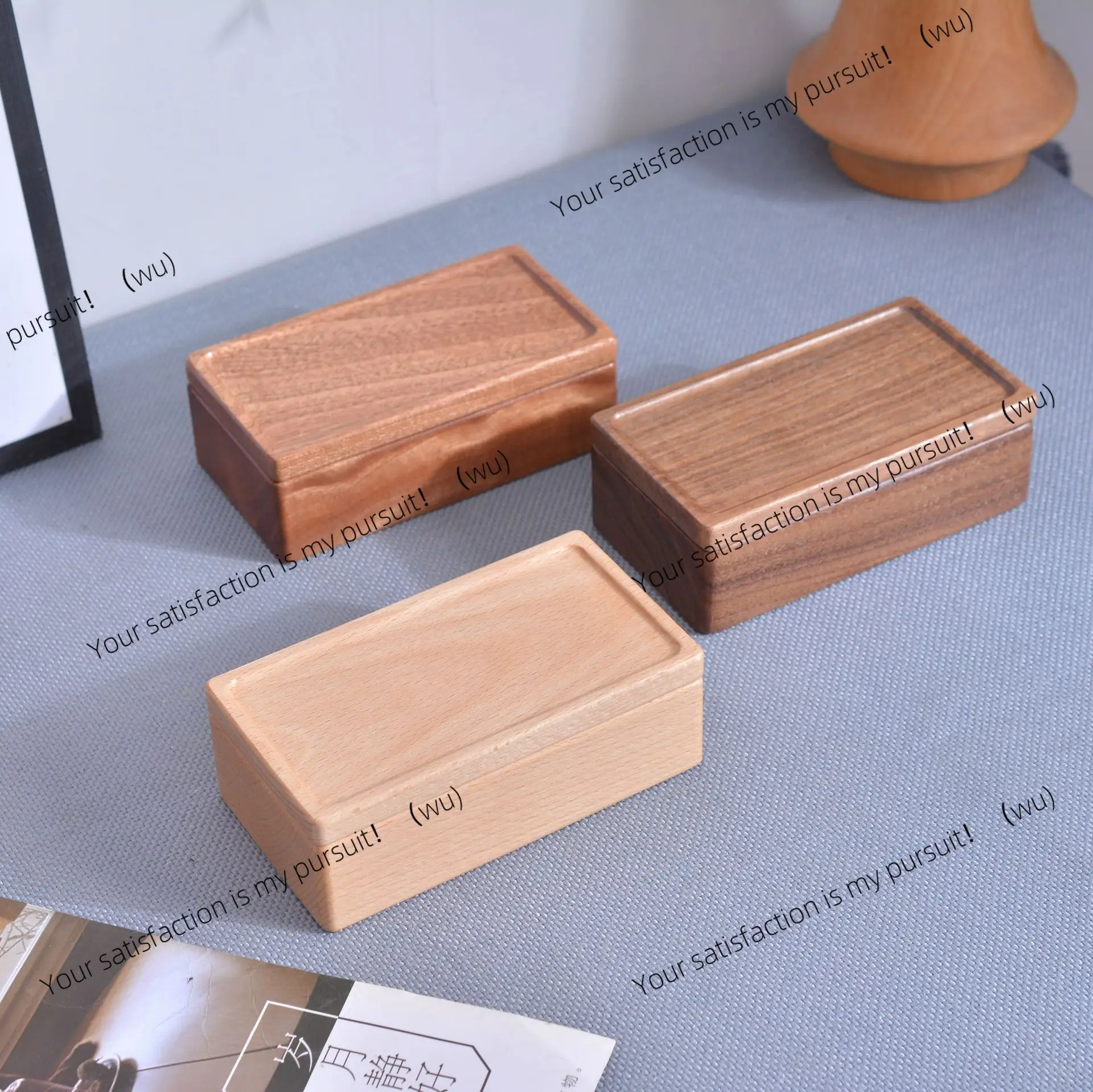 Solid wood jewelry box, jewelry packaging, multi-grid stud earrings, earrings, necklace, ring jewelry storage box, wooden