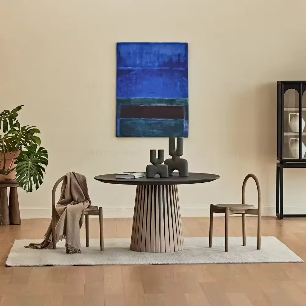 

Минималистичная мебель для гостиной: обеденный стол из бетона и переработанного дуба на 6 персон для гостиной и столовой