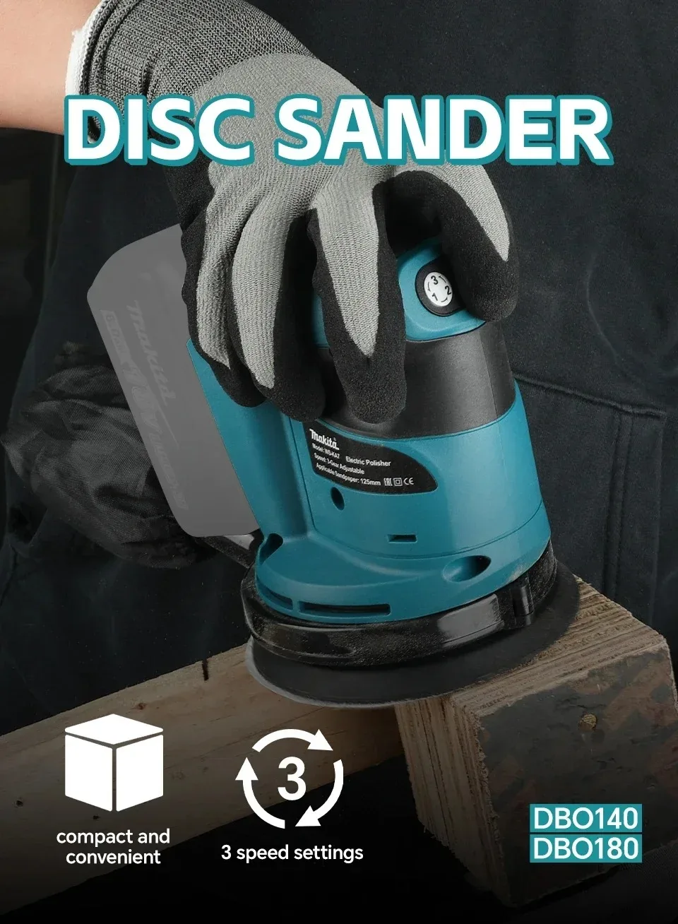 Makita DBO180Z Bare 18V Brushless 125mm Random Orbital Sander 3 Speed For Drywall Putty Home DIY Polishing