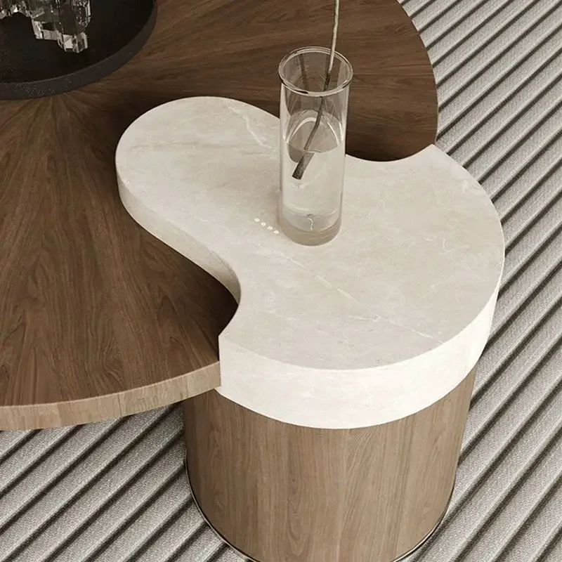 Antique imitation solid wood coffee table designer small apartment simple living room modern new round household log color tea t