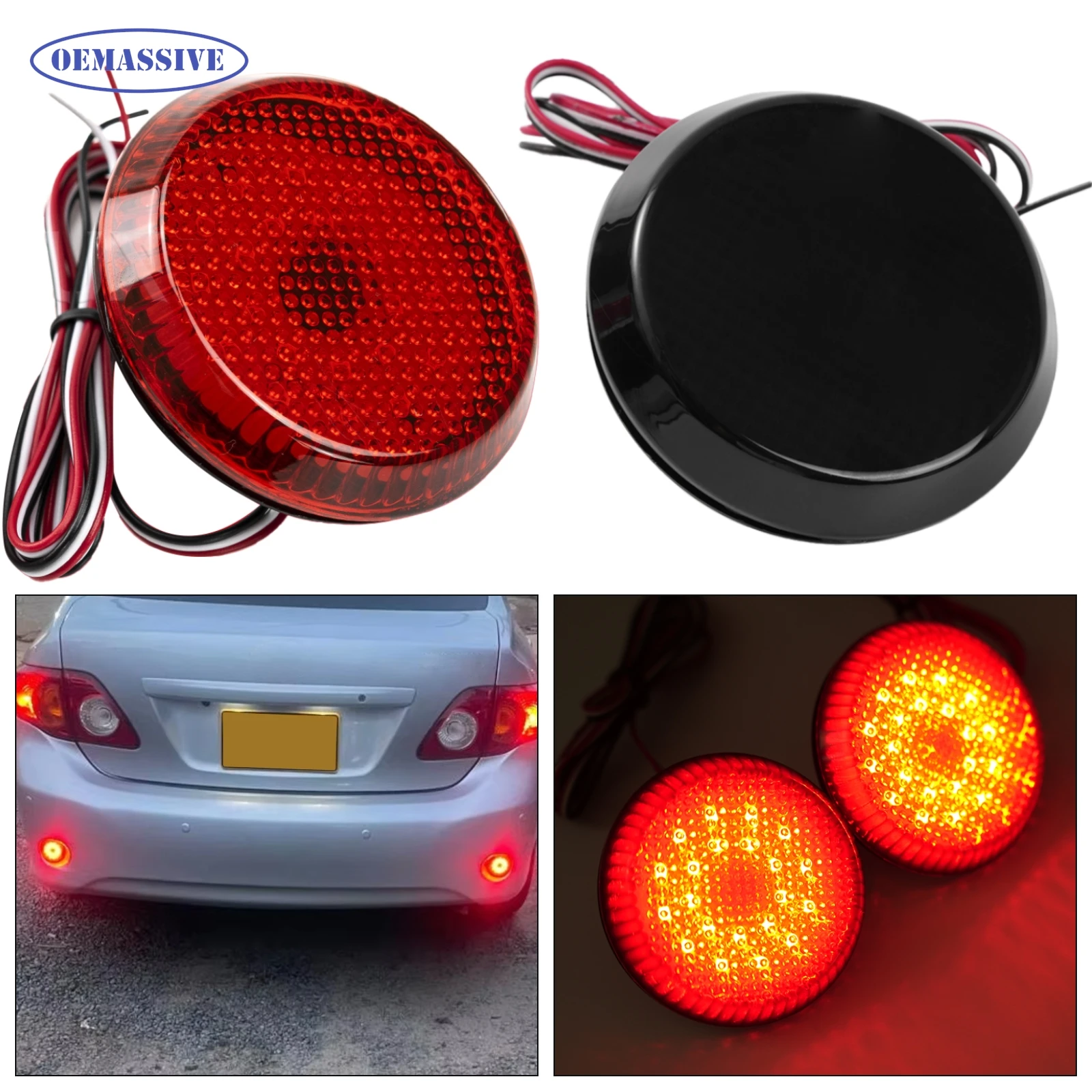 2x Round LED Car Tail Lamps Brake Stop Light Rear Bumper Reflector For Nissan Qashqai X-Trail Pathfinder Corolla For Scion iQ xB