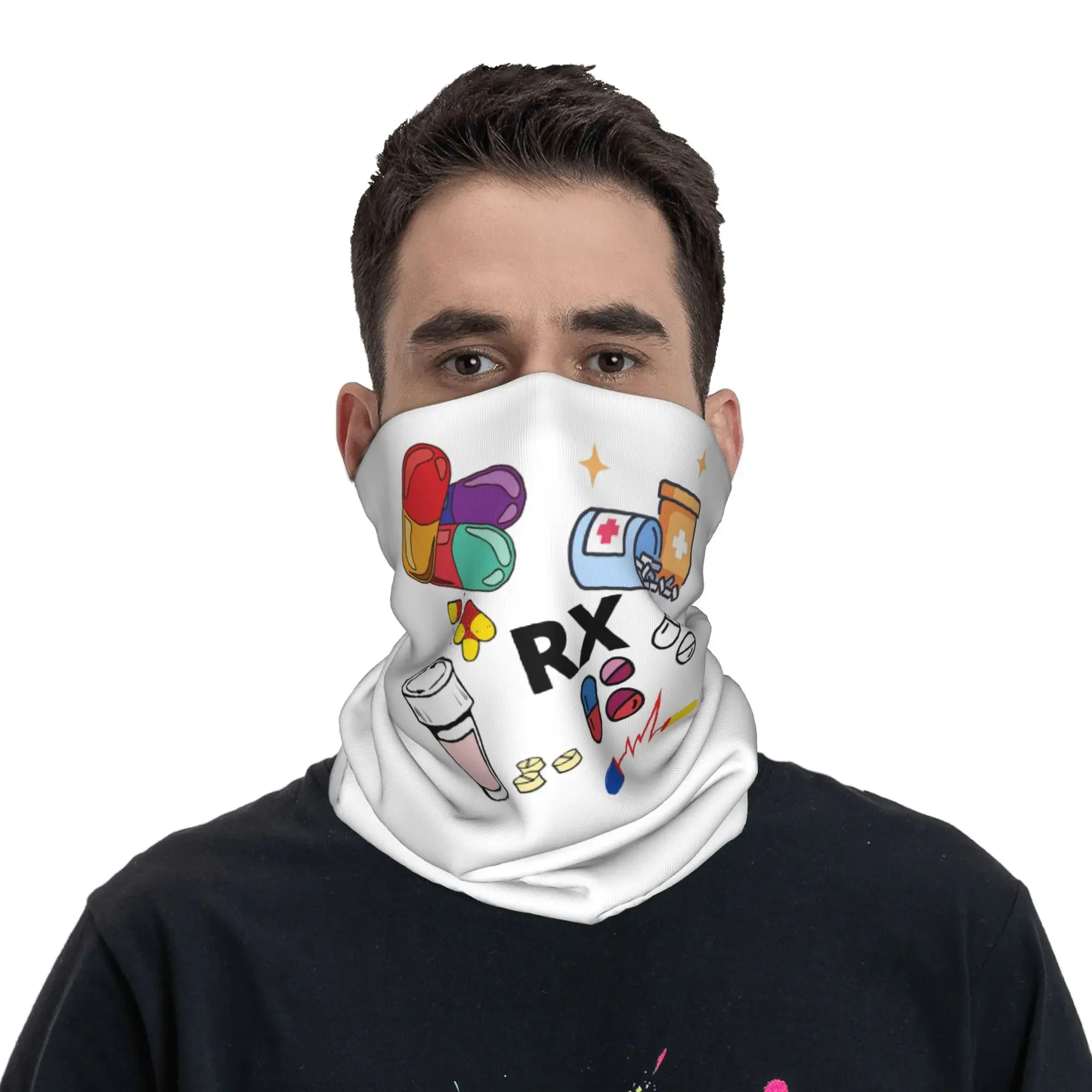 

Аптечный узор Таблетки RX Бандана на шею Маска с принтом Шарф Теплый велосипедный шарф Велоспорт Унисекс Для взрослых Дышащий