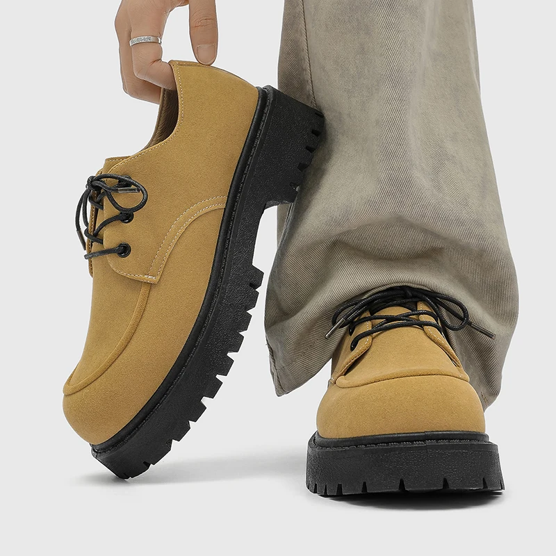 

Мужские кожаные туфли: повседневные лоферы в стиле дерби на шнуровке с пряжкой и широким носком # Британские деловые классические черные туфли для вождения премиум-класса