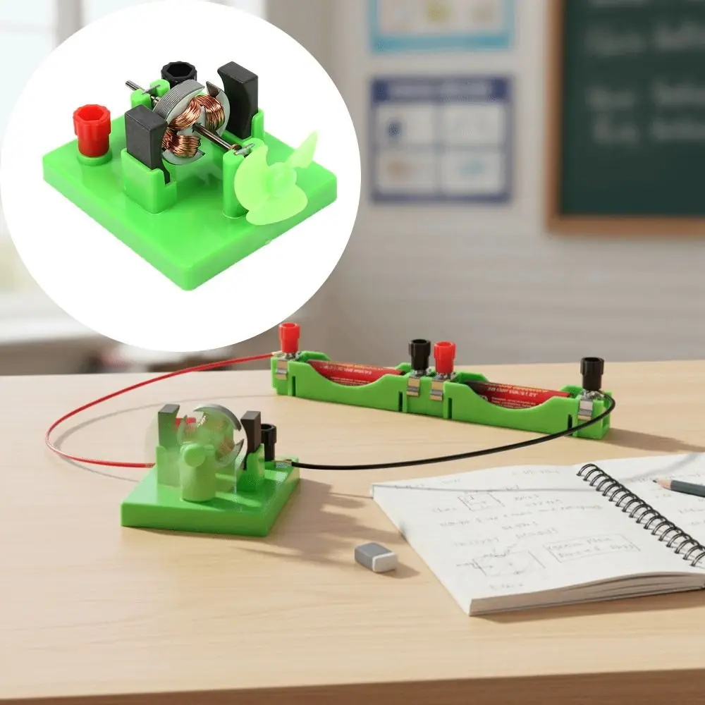 DIY Model DC Electrical Motor Model Green Color ABS+Metal Construction Educational Students Electromagnetic Swing