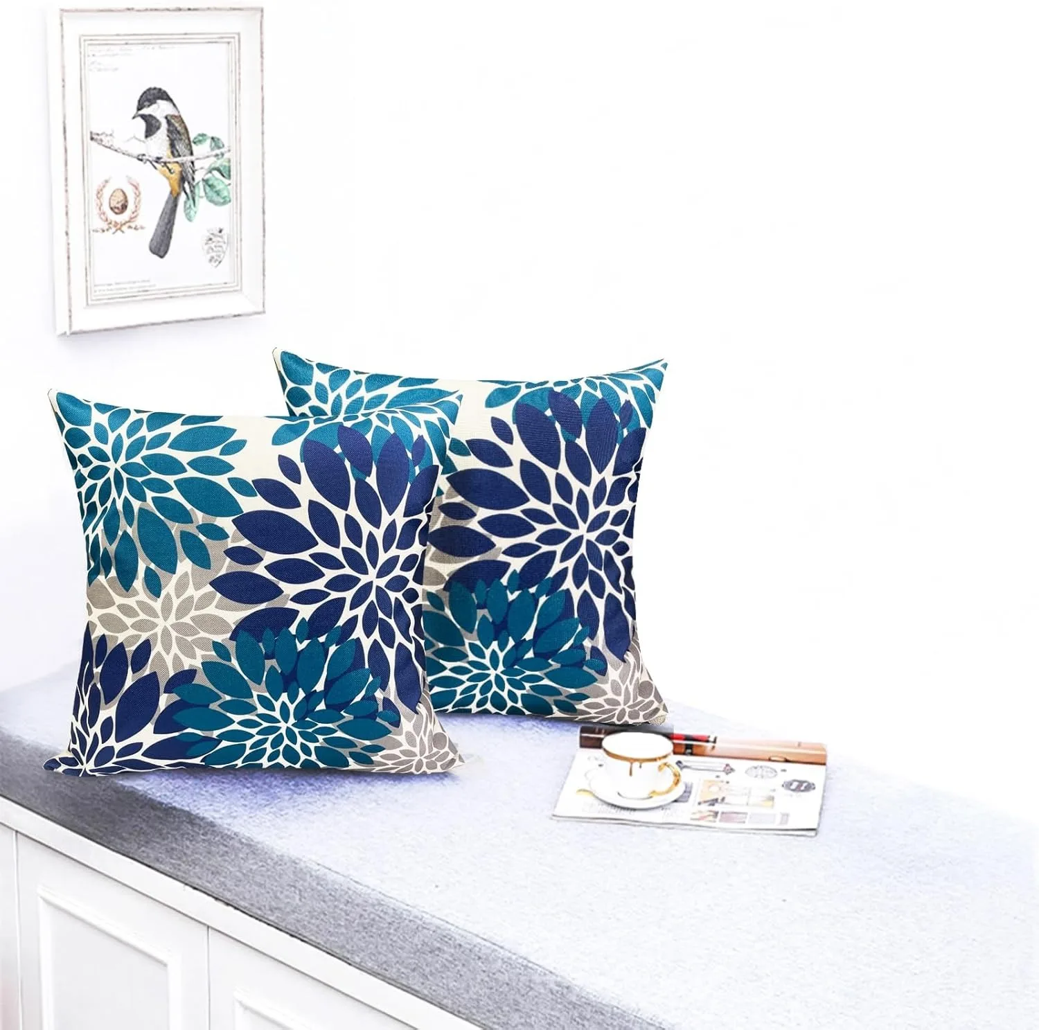 Fundas de almohada decorativas, funda de almohada de flores florales modernas para exteriores de granja para sofá y sala de