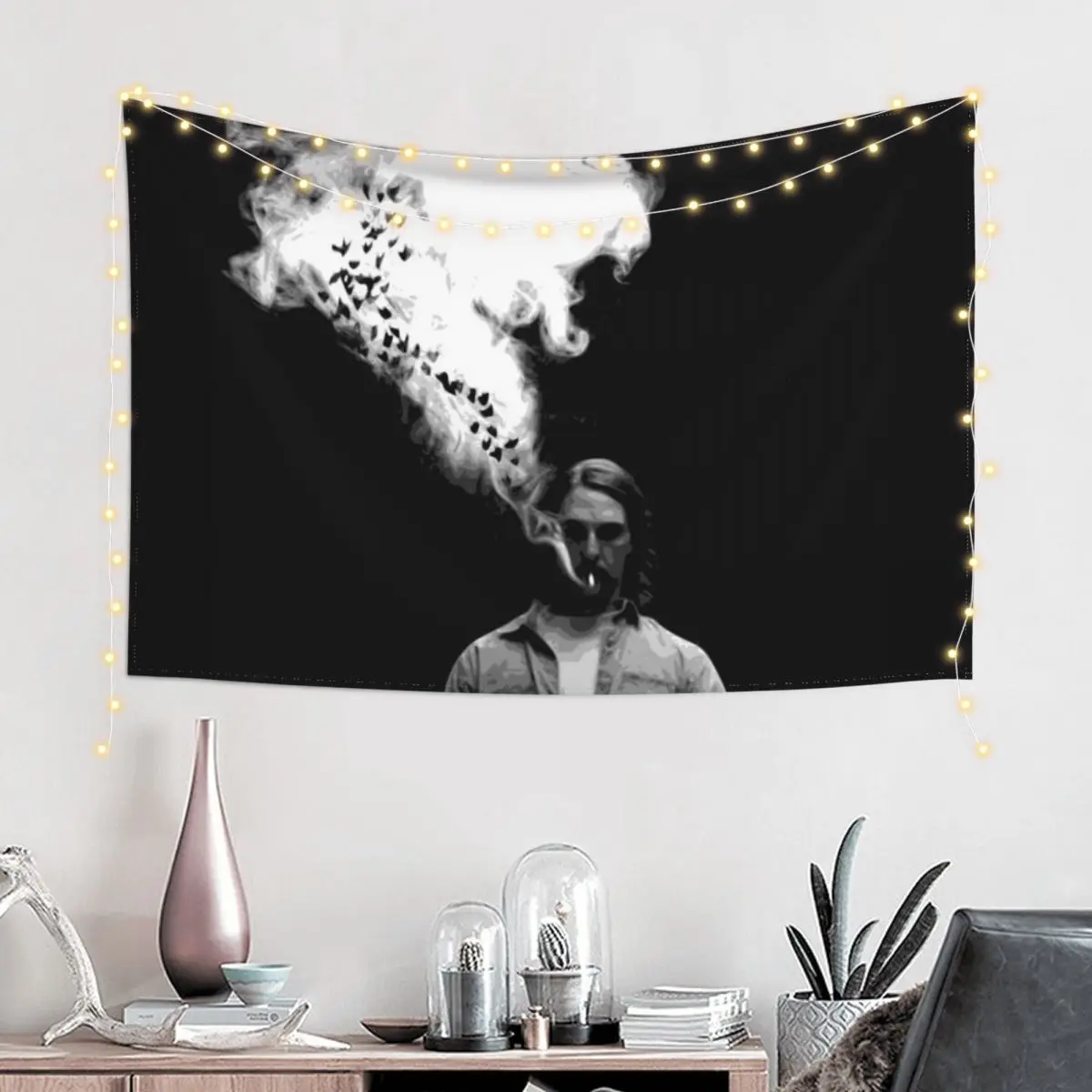 Rustin Cohle from True Detective Smoking a Cigarette Tapestry Carpet Wall Japanese Room Decor Tapestry