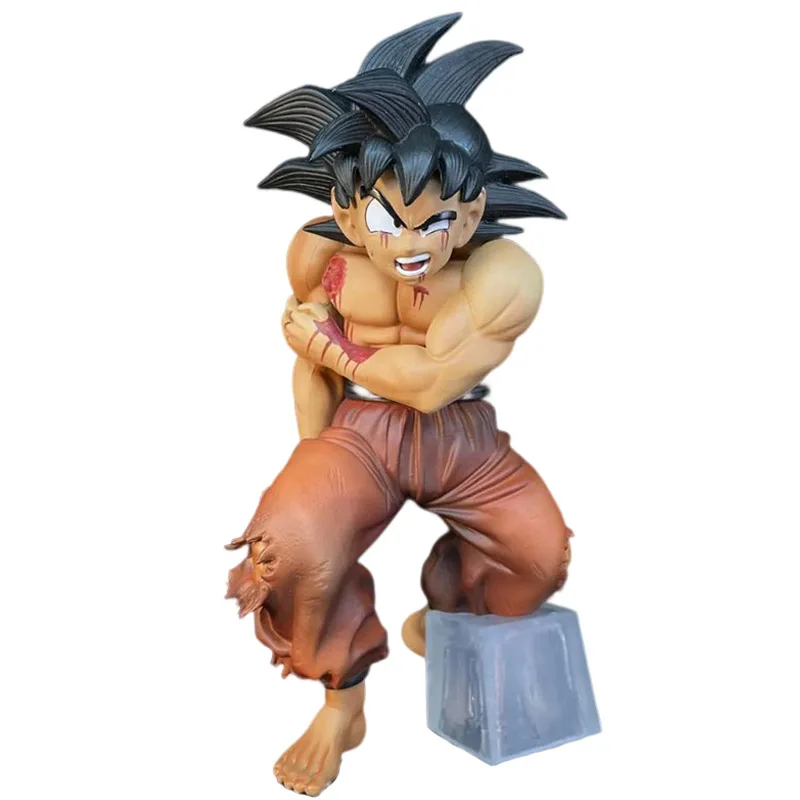 Figuras de Anime Dragon Ball Goku, figuras de acción de Son Goku, posición en cuclillas heridas, puño de rey abierto fuerte, muñeca modelo de PVC de 20cm, Juguetes