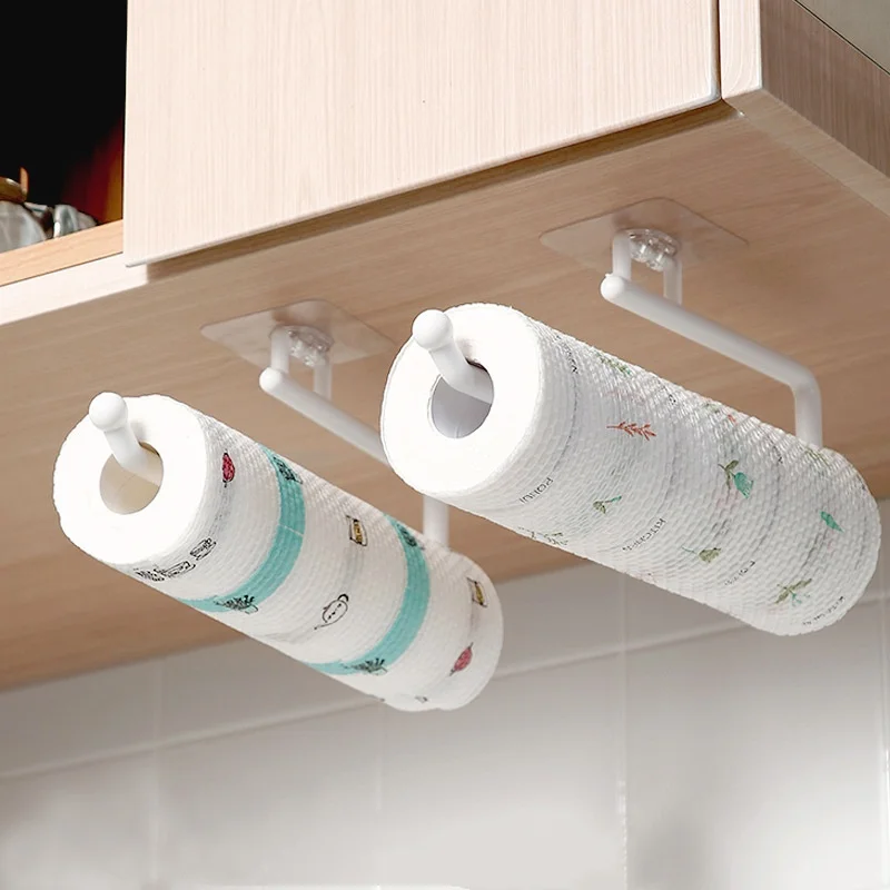 Soporte para pañuelos de cocina, 1 piezas, soporte para rollo de papel higiénico, toallero, cocina, baño, armario, gancho para puerta, Organizador