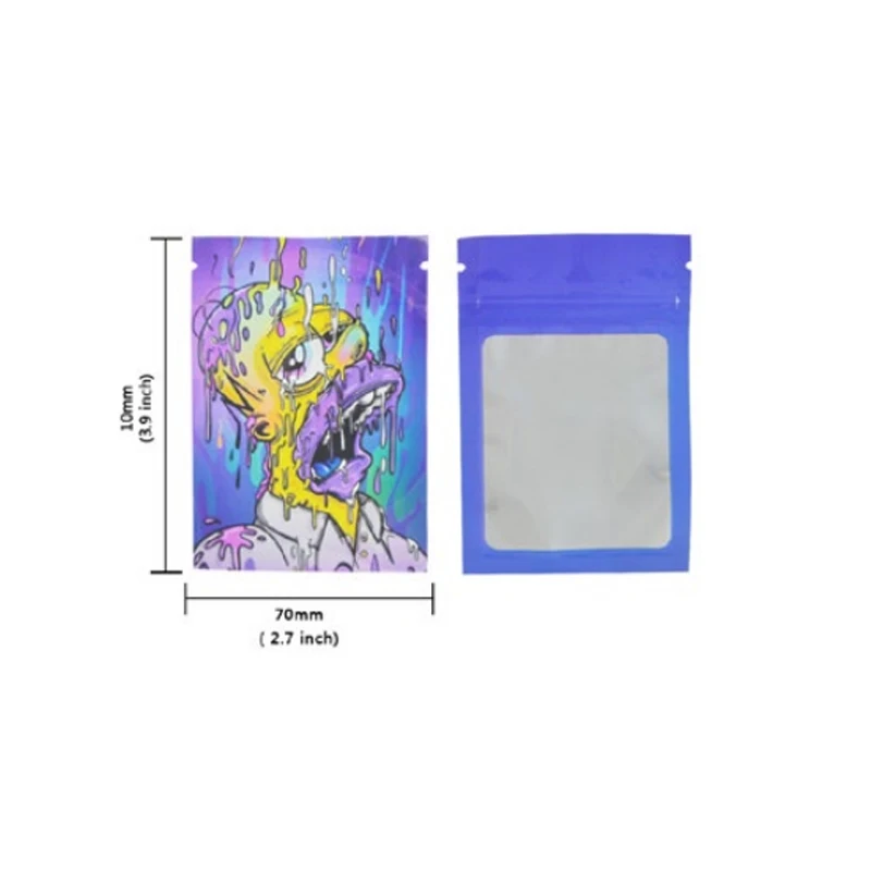 10/20pcs 1G Small Flat Cartoon Packaging Mylar Pouch 7X10CM Waterproof Zipper Bag Candy Storage Pouches Smellproof Seal Bags