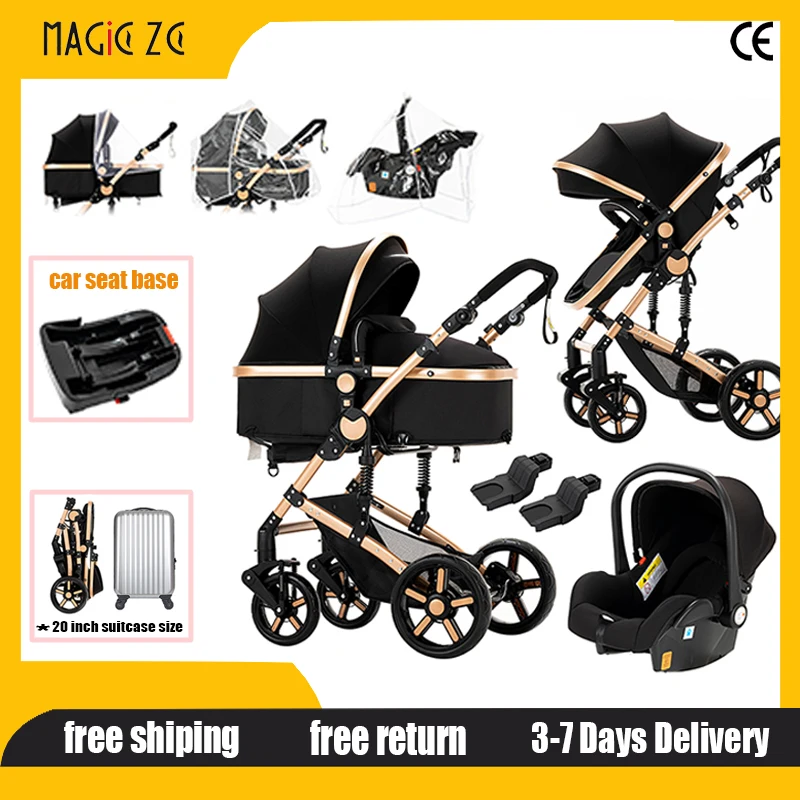 

Компактная детская коляска 3-в-1, портативная машина для новорожденных с автокреслом, коляска ISOFIX, дорожная система, складная детская коляска