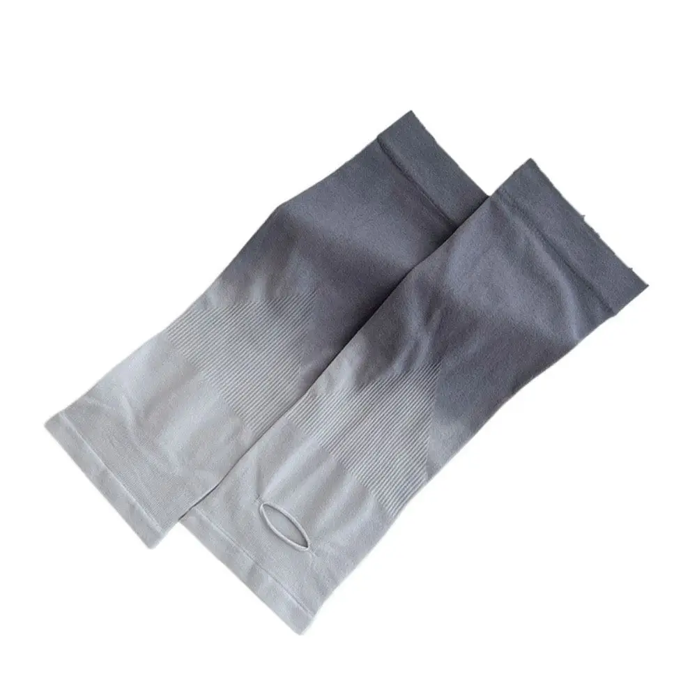 Polyester Ice Silk Arm Sleeves Elastic Finger Hole Gradient Color Sleeve Cool Breathable Sun Protection Arm Cover Outdoor