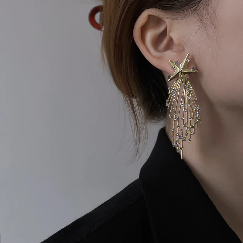 Exaggeration Fashion Big Star Dangle Drop Earrings For Women Ladies Statement Pendant Earrings 2024 New Pendientes