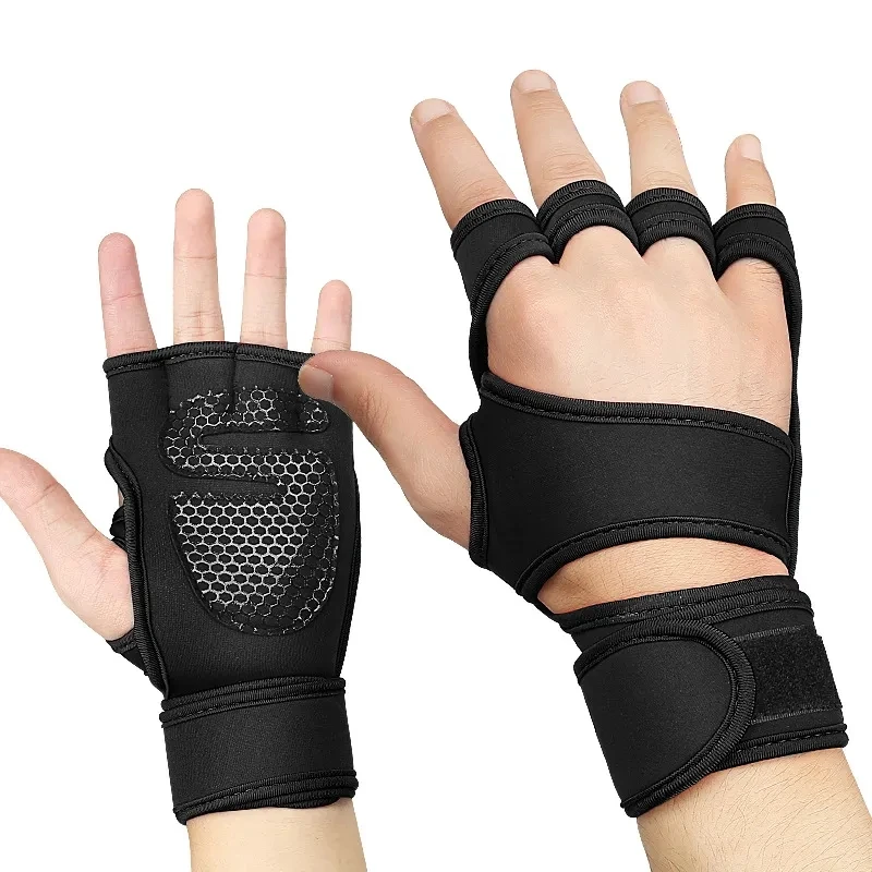 Non-slip Half Finger Training Gloves Women Men Fitness Sports Body Building Gymnastics Grips Gym Hand Palm Protector Gloves